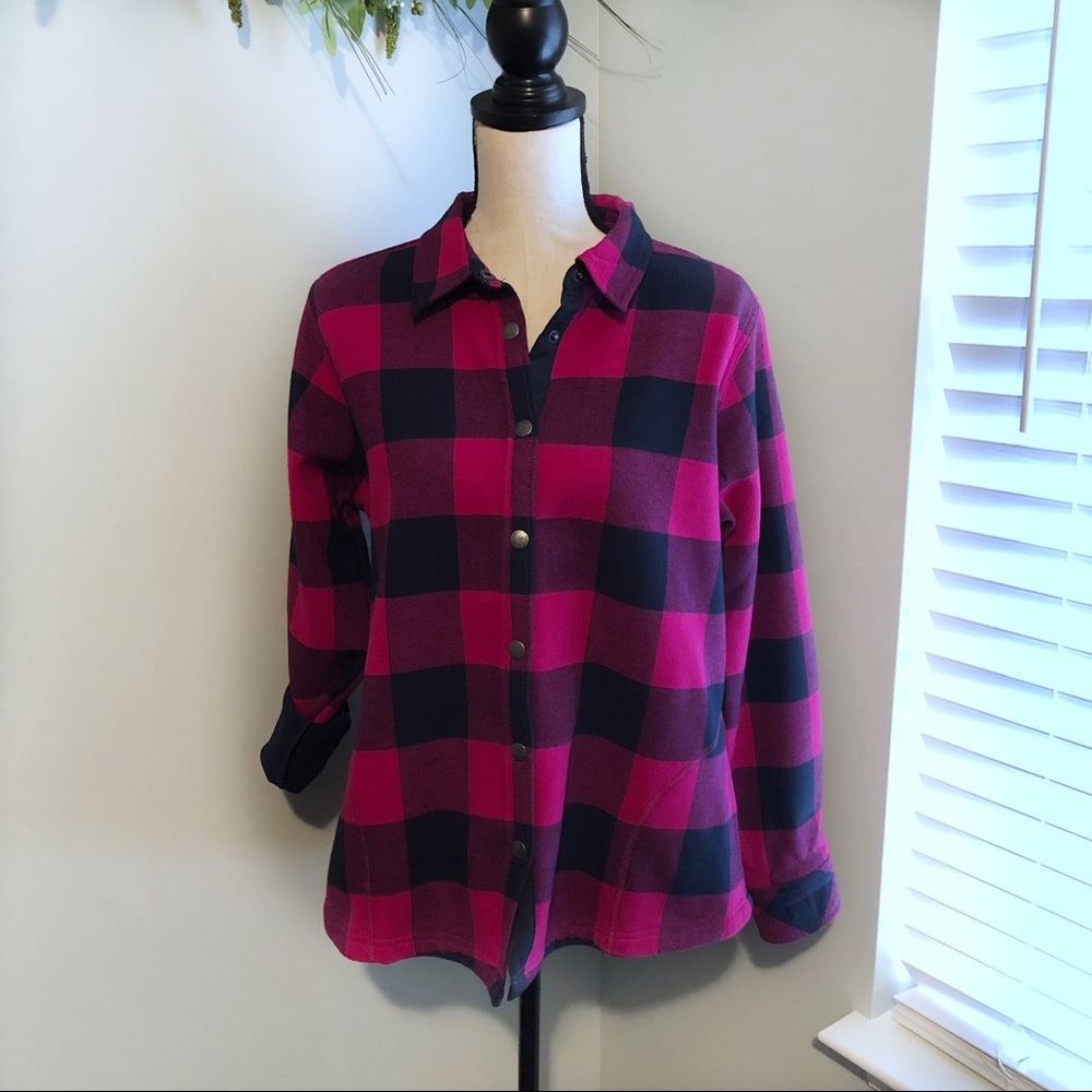 Orvis fleece lined buffalo check shirt jacket